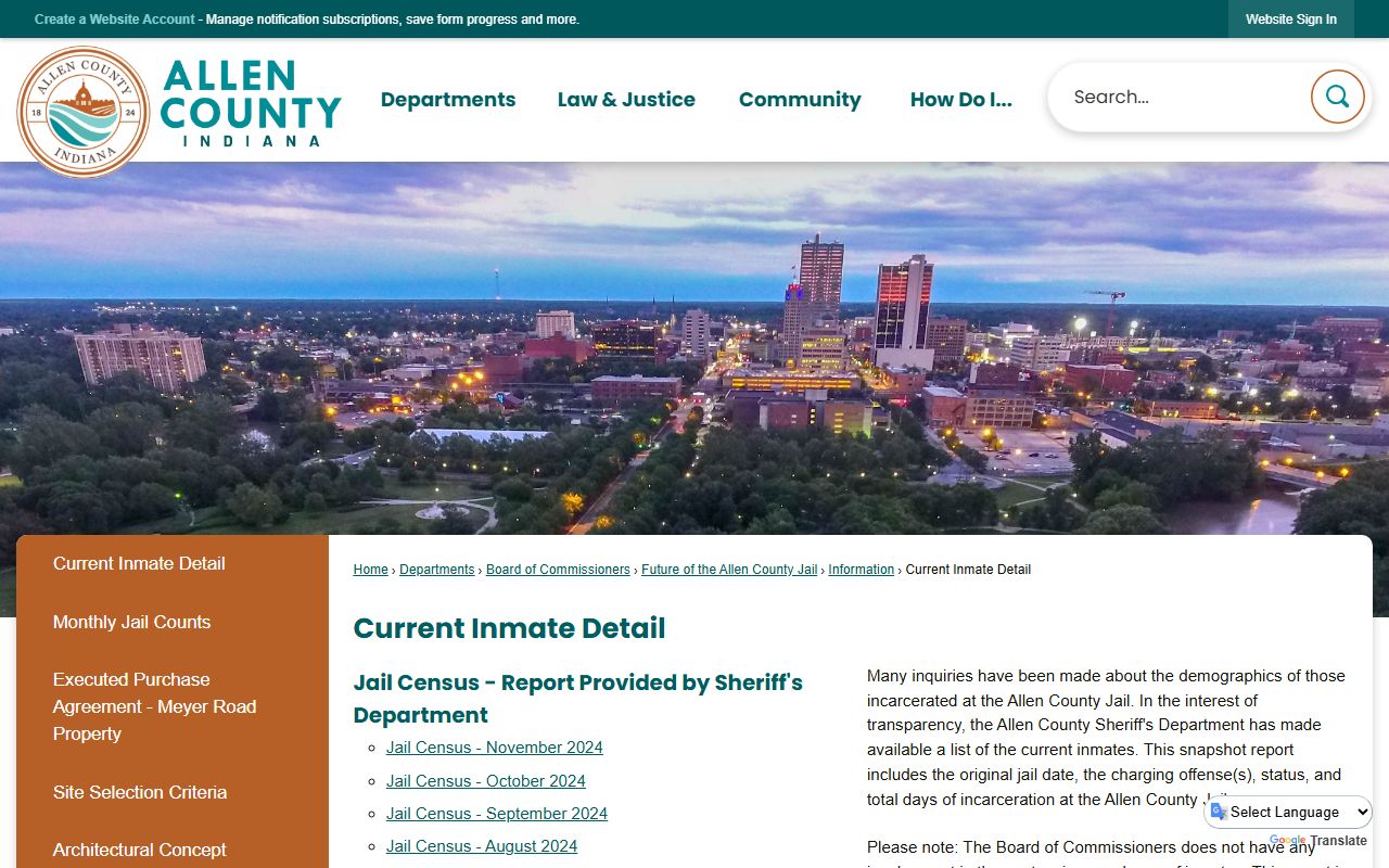 Allen County Sheriff's Department inmate search portal