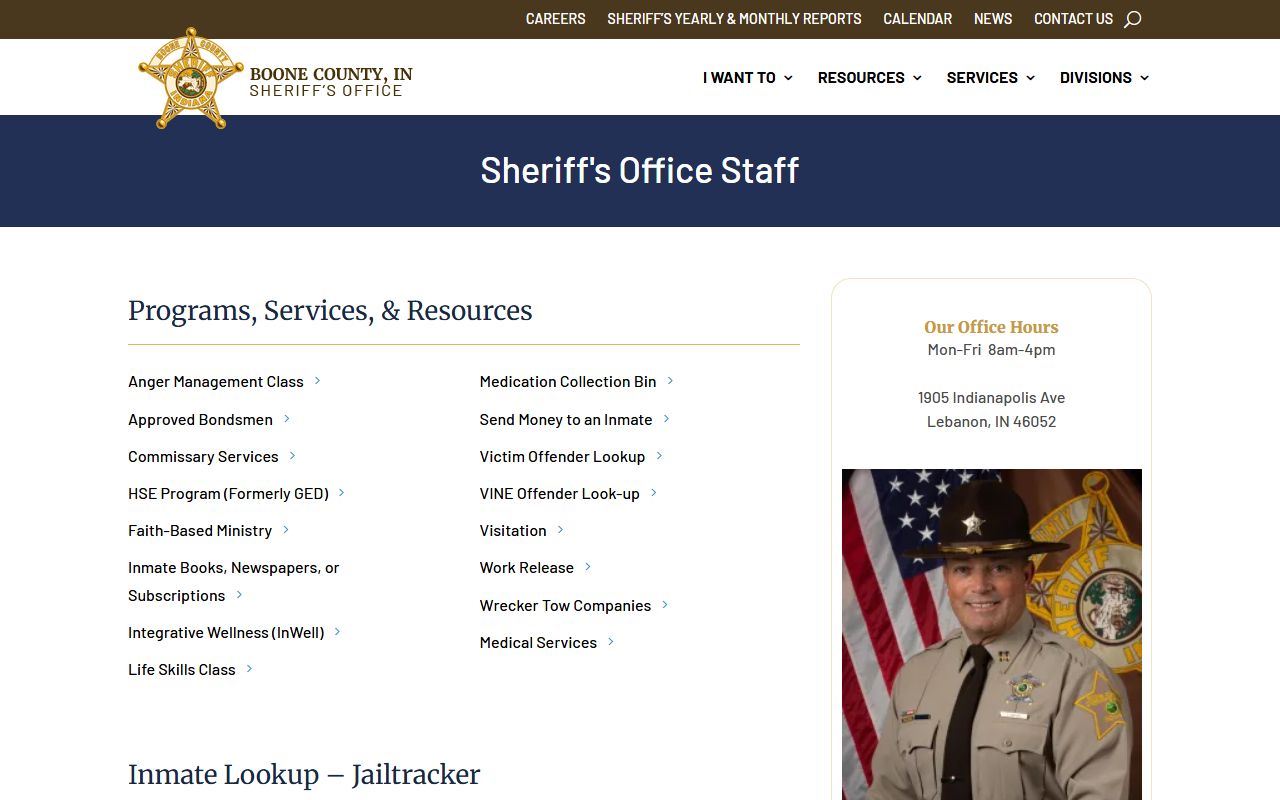 Boone County Sheriff's Office inmate lookup system JailTracker