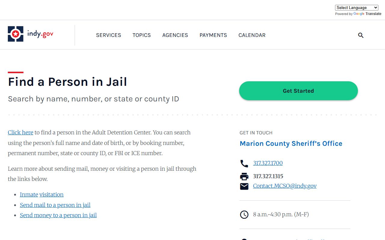 Marion County Sheriff Indiana inmate population search